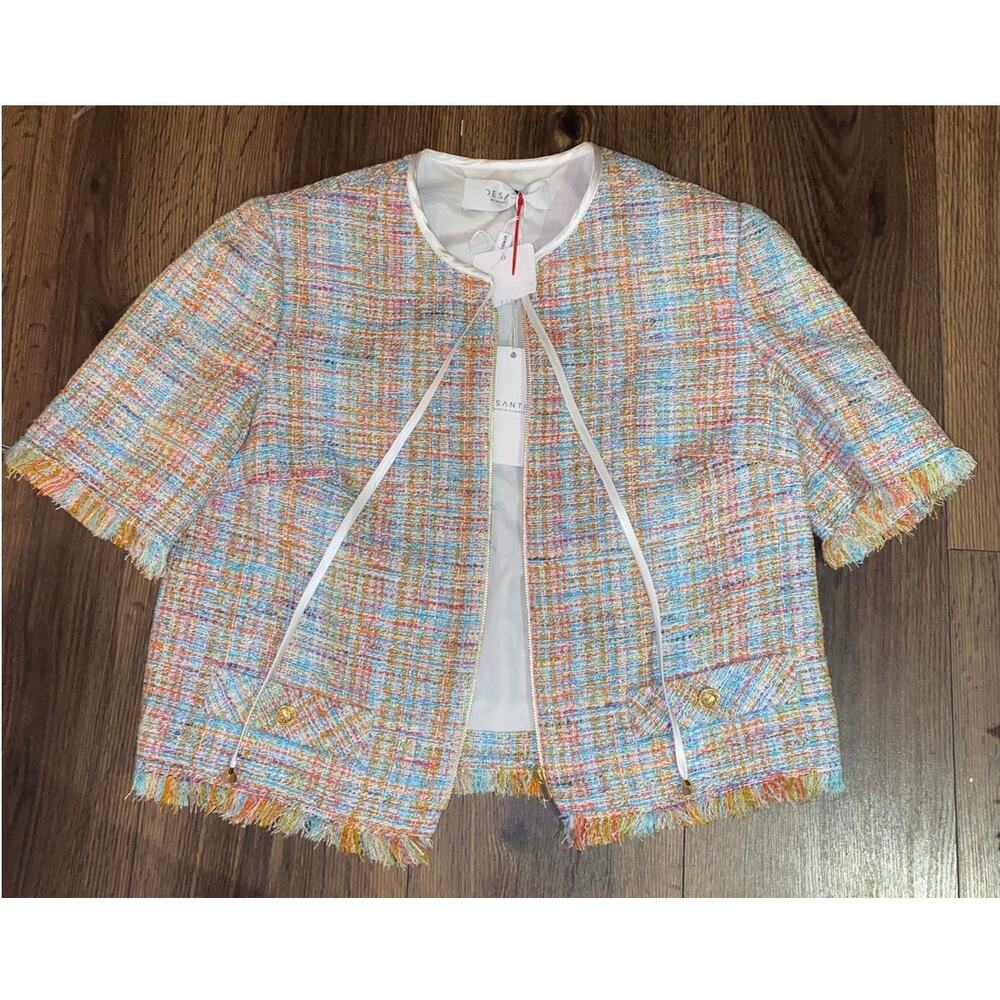 NWT Desantis by Martin Alvarez Pastel Tweed Fringe Jacket Small/Medium